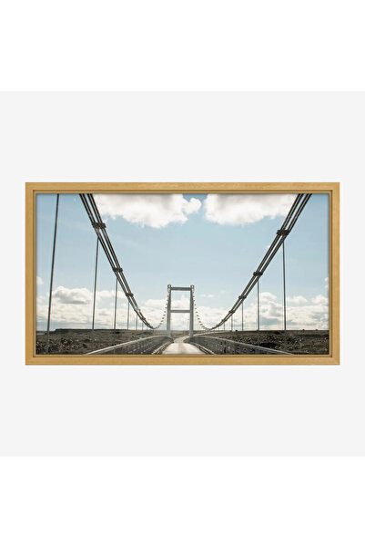 Tajridhome لوحة جسر - هيكل معدني - سماء زرقاء مع سحب - هادئ - لوحات فنية مودر...