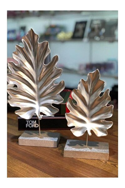 Mirsa Global Dekoratif Çınar Ağacı Yaprak 2 Li Gold Masa Üstü Sehpa Ev Dekora...