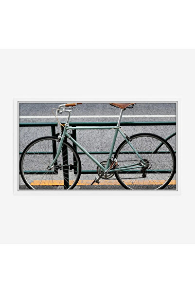 Tajridhome Bicycle painting - Bicycle on the sidewalk - Gray and blue colors ...