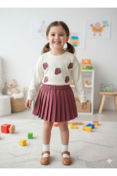 GÜL Baby Girl's Strawberry Combed Cotton Set