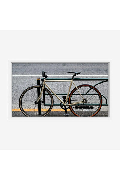 Tajridhome Bicycle painting - Bicycle on the sidewalk - Neutral colors - Urba...