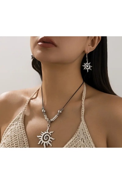 MİLALAZO Bohemian Sun 3-Piece Necklace and Earring Set