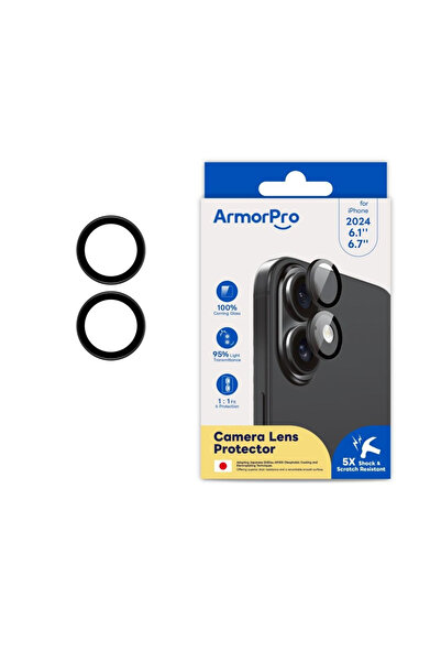 ArmorPro Armor Pro - Camera Protector for iPhone 16 and 16 Plus - Black