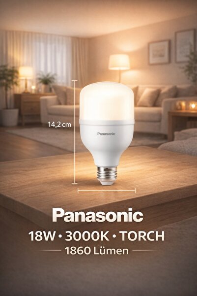 PANASONIC 18W LED Torch Ampul 3000K Sağlıklı Doğal Sarı Işık 1860 Lümen 14,2×...