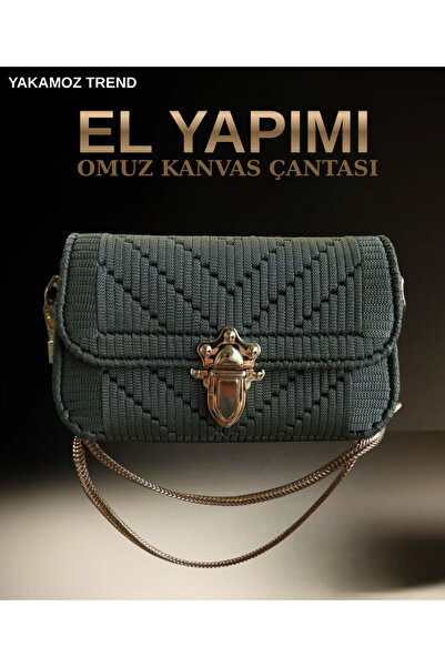 YAKAMOZ TREND KADIN OMUZ KANVAS ÇANTA, EL YAPIMI , HAKİ 18CM*10CM*4,5CM ÖZEL ...