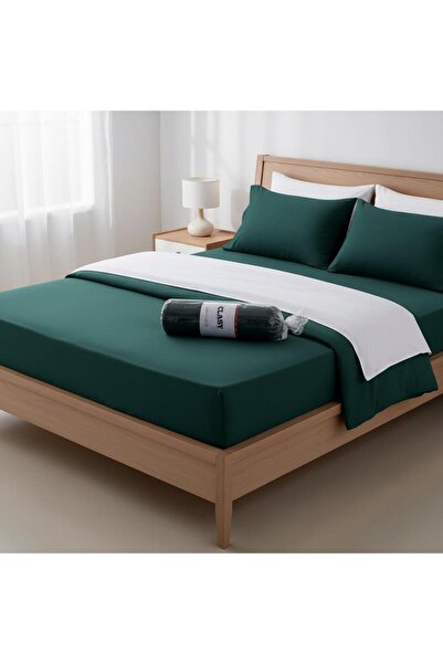 Lady Home Clasy 100% Cotton Sateen Single Fitted Sheet Set Green