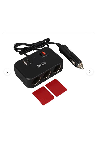 OEM Incarcator auto 120W, 2 porturi USB (3.1A/QC4.0), 2 USB Type-C, 3 prize b...