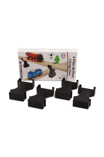 Locorico Set de 4 stâlpi din lemn pentru podul de tren