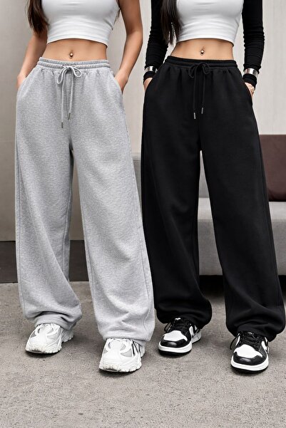 Le Vion Two Pieces Black and Gray Straight-Leg Loose Trackpants