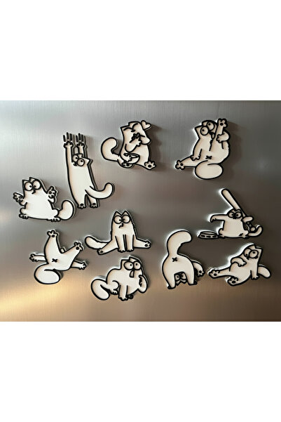 ART3 Simon's Cat Tasarımlı 10'lu Dekoratif Magnet Seti - Komik Kedi Buzdolabı...