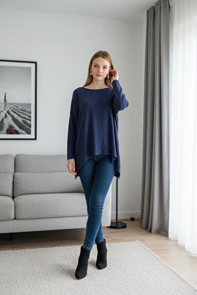 MADE İN ITALY İtalyan Model Lacivert Triko Bluz