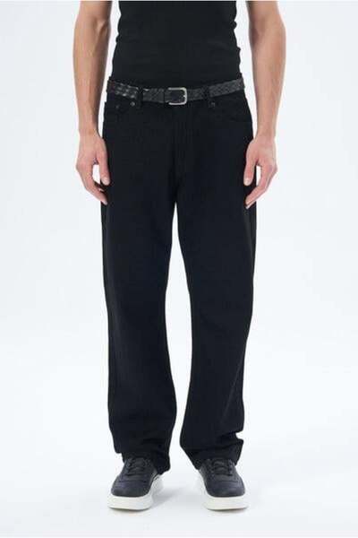 Store Men's Black Baggy Fit Denim Pants 100% Cotton Loose Fit Jeans