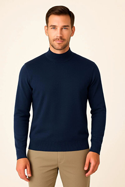 Keops Men's Half-Throat Knitwear Sweater Soft-Textured Cotton Thin Woven Long...