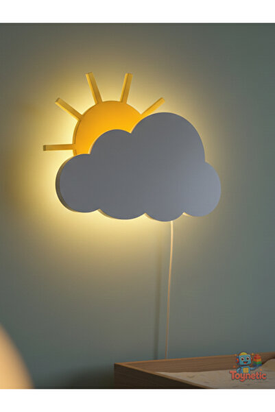 TOYNETIC Bulut & Güneş Gece Lambası & Duvar Dekoru Dekoratif Obje Biblo