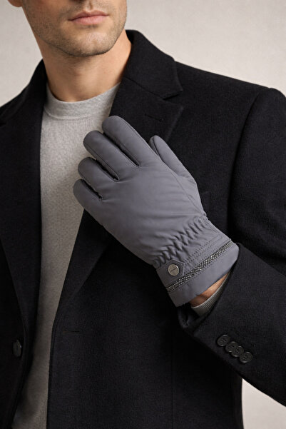 Şirin Giyim Aksesuar Erkek Eldiven Kışlık Yarı Su Geçirmez Polarlı - Gri Tele...