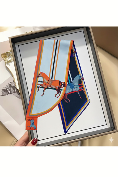 nurfemina Horse Patterned Double-Sided Women's Tie Scarf & Luxury Scarf with ...