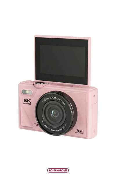 RoseandRoses 5K UHD 18x Zoom Dönen Ekran Video Foto Vlog Kamera