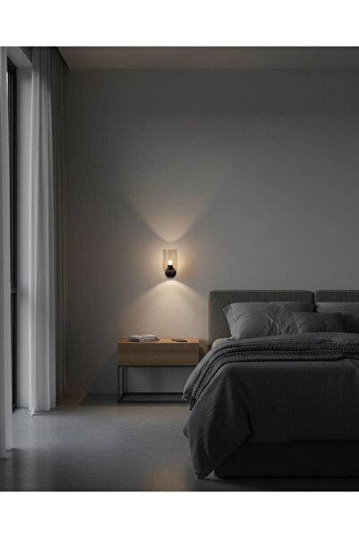 BİAVİZE شمعدان حائط من الكروم الأسود مع زجاج مدخن