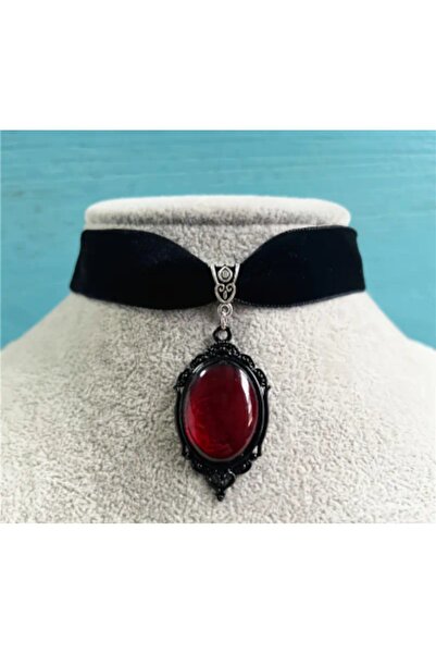 MİLALAZO Gothic Punk Red Stone Choker Necklace