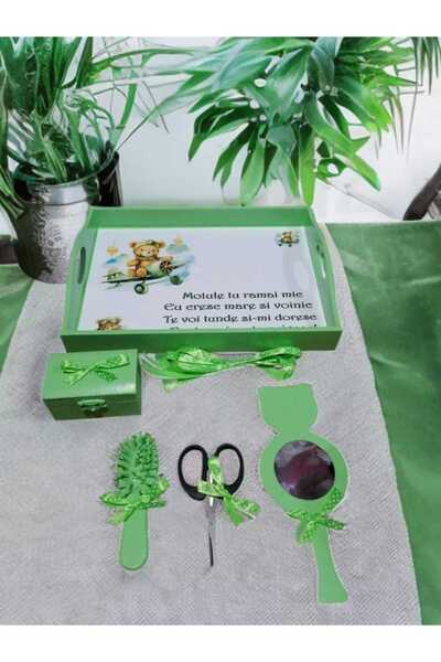 OBSIDION Tavita mot / turta colorata cu print - verde Teddy pilot