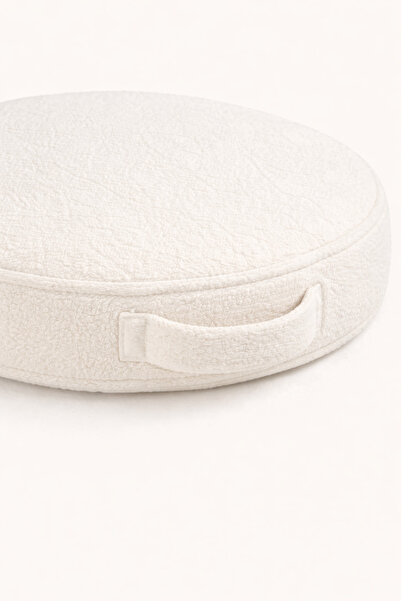 zabonti home Yuvarlak Yer Minderi Beyaz Bohem Teddy 55 × 55 Salıncak Minderi,...