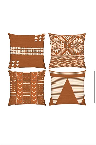 RİTMOHOME Etnički, retro, nordijski set od 4 komada K Navlaka za jastuk cimet...