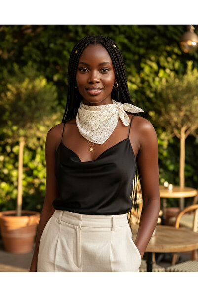 Tüko Store White Polka Dot Cream Color Scarf