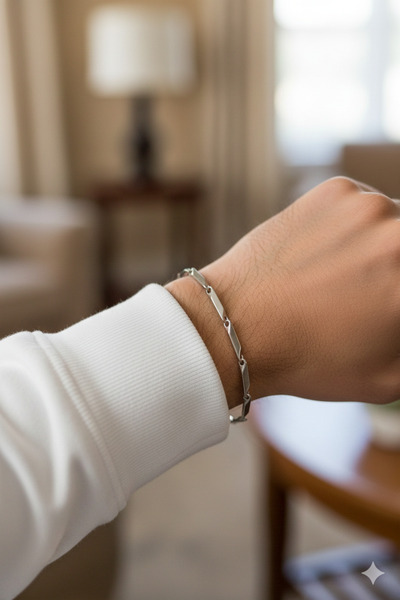 MinAccessory سوار فضي للرجال من الفولاذ