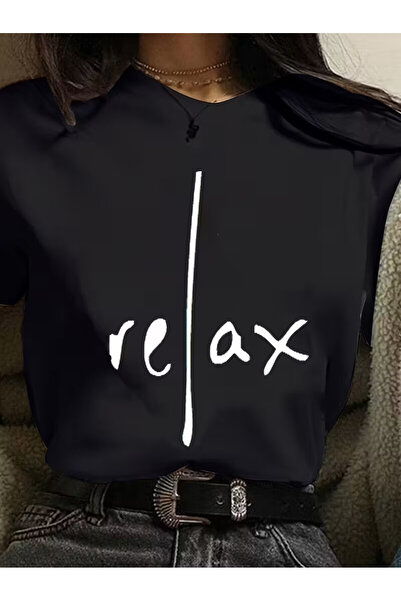 PENTHİLUS تي شيرت بكتابة Relax، يرمز للتصميم البسيط، ويُرمز إليه أنماط هادئة ...