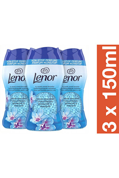 lenor Trezirea primăverii, perle parfumate pentru rufe, pachet de 3 x 150 g