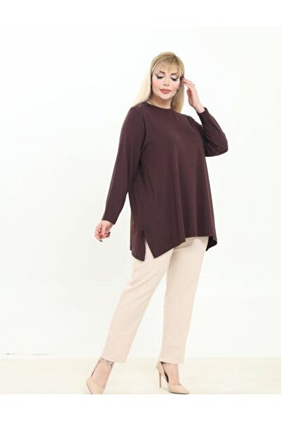 Te&Te Women's Plus Size Slit Draped Blouse Tunic