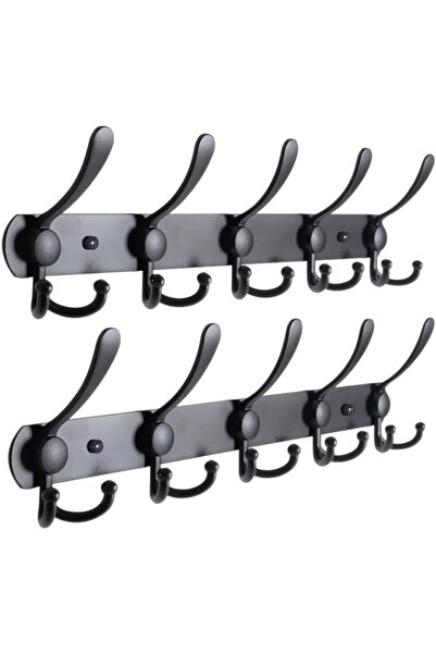 Encozy خطافات معاطف، خطافات معاطف مثبتة على الحائط (أسود، قطعتان)