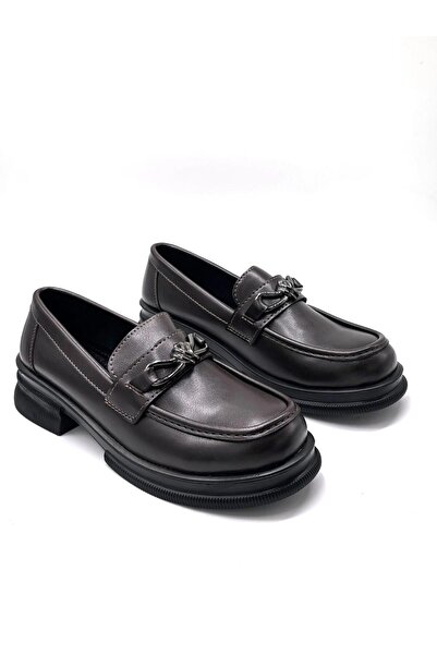 KİNDEP Buckle Detailed Poly Light Sole Günküh Women's Shoes Brown