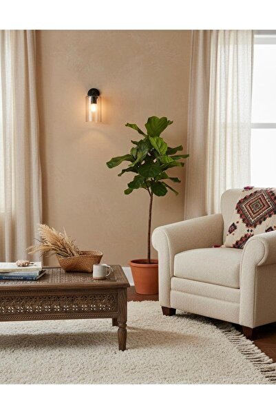 BİAVİZE شمعدان حائط من الكروم الأسود مع زجاج