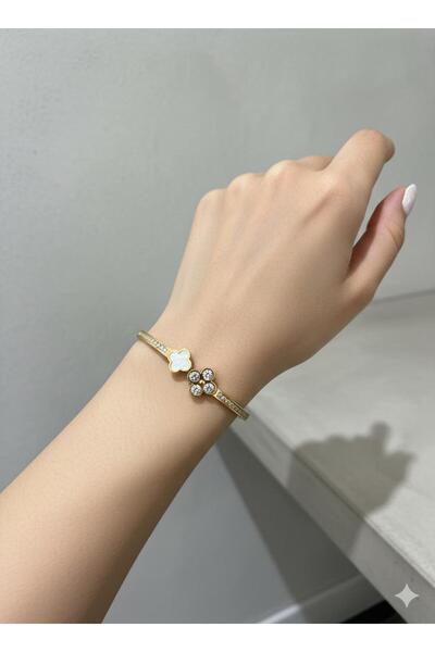 ELVİORA STORE Gold Color Zircon Stone Steel Handcuffs