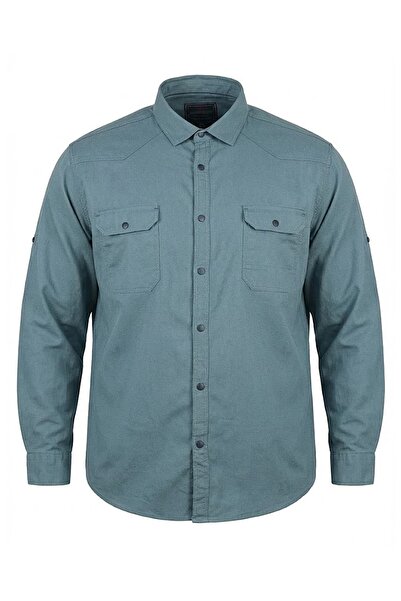 tambattal Plus Size Stretch Fabric Denim Shirt Long Sleeve (Wide Comfortable ...