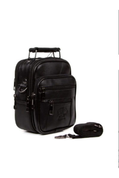 Newish Polo Men's Black Steel Case Genuine Leather Hand and Shoulder Bag with...