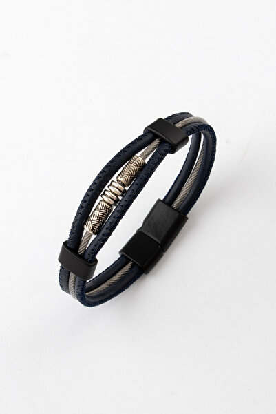 Sortie Aksesuar Genuine leather magnetic gift bracelet for men with metal detail
