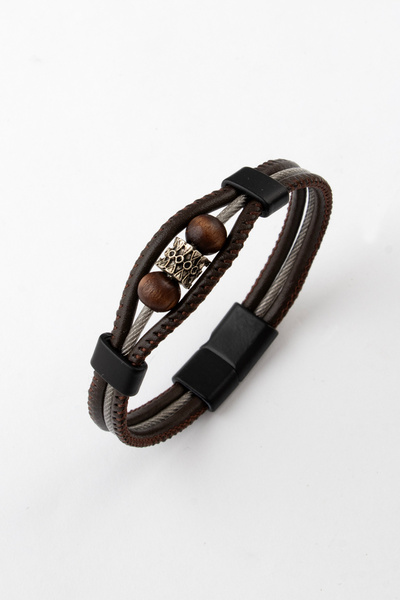 Sortie Aksesuar Genuine leather magnetic gift bracelet for men with metal detail
