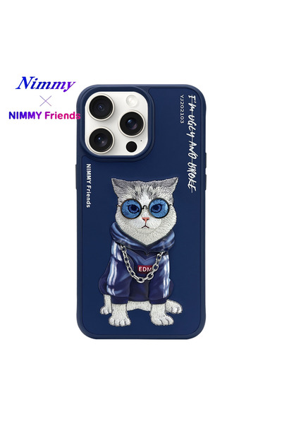 Nimmy iPhone 14 Pro Uyumlu | 3D Gerçek Nakışlı Kabartmalı Gözlük ve Zincir De...