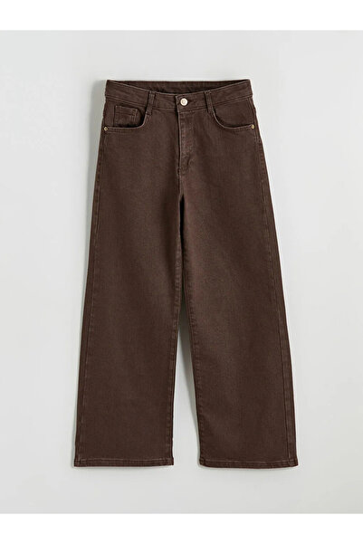 LC Waikiki Pantaloni din denim maro cu picior larg pentru fete LCW Kids