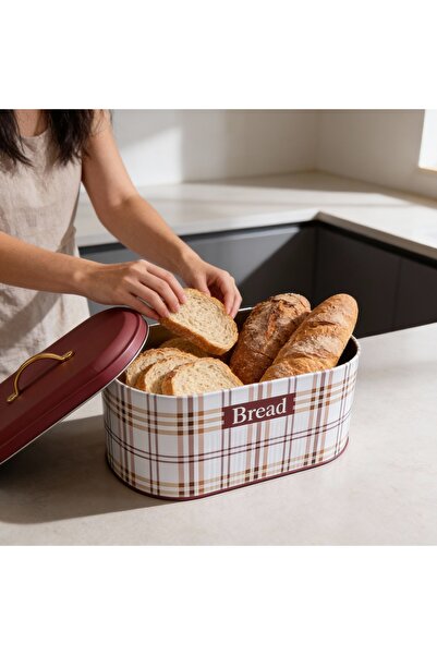 SweetHomes`s وعاء خبز معدني بغطاء بمظهر خشبي
