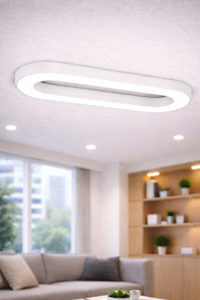 dizano Modern Oval LED Tavan Aydınlatması 100 cm 4000K Günışığı, Sıva Üstü ve...