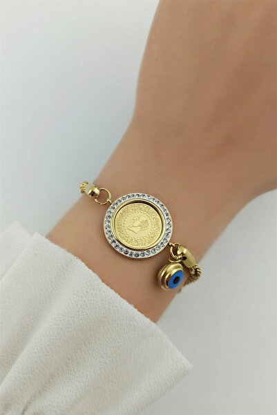 deluxe takı ve giyim Quarter Thick Twisted Steel Bracelet (All Steel)