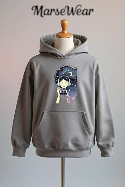 Vordevia Printed Cotton 3 Thread O Oversized K Hooded Sweatshirt