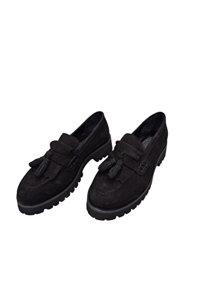 EREN SHOES BAG Ern-Pnpn Genuine Leather Loafer Shoes with Pompom and Tassels