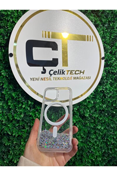 ÇELİKTECH İPhone 12/12 Pro Uyumlu Simli Sulu Magsafe Özellikli Kılıf