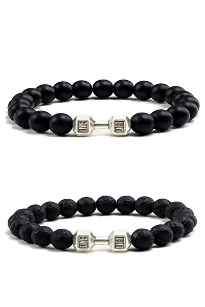 Kusakli 2li Lav Oniks Dumbell Live Lift Erkek Bileklik Seti