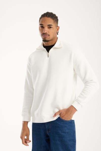 Store سترة رجالية من إكرو قصة فضفاضة مصنوعة من القطن بنسبة 65% وياقة دائرية