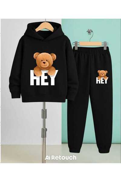 Nice Clothes Children's Tracksuit Set Hooded Unisex (Hey Bear Print)